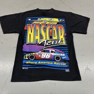 Vintage NASCAR Shirt Mens Large Black Auto Racing 1996 Tour Graphic Tultex 90s